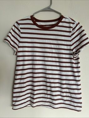 GAP White & Brown Striped Short-Sleeve Tee